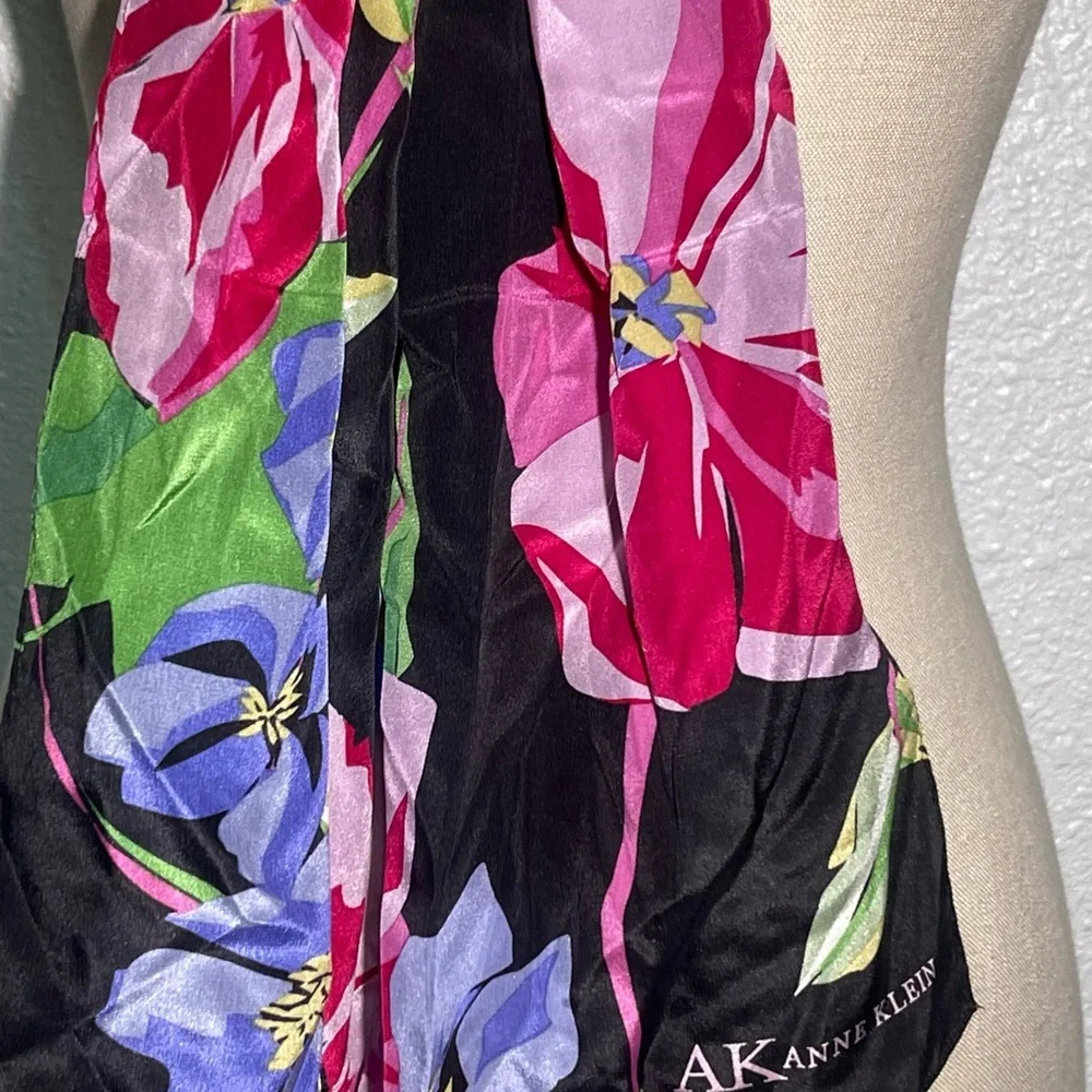 Anne Klein women’s silk Floral Black Scarf